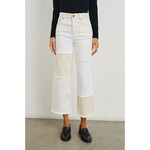 Rails Getty Crop Wide Leg Jeans in Ecru Patchwork size 31 Orig. $218 - Picture 1 of 8